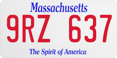 MA license plate 9RZ637