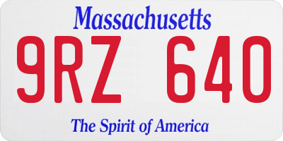 MA license plate 9RZ640
