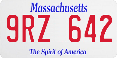 MA license plate 9RZ642