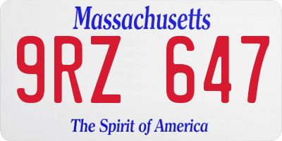MA license plate 9RZ647