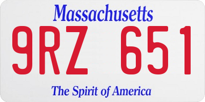 MA license plate 9RZ651