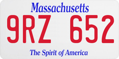 MA license plate 9RZ652