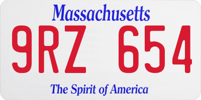 MA license plate 9RZ654