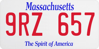 MA license plate 9RZ657