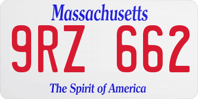 MA license plate 9RZ662