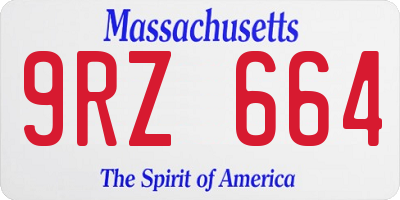 MA license plate 9RZ664