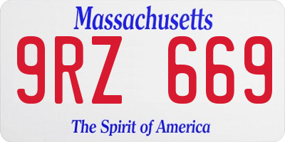 MA license plate 9RZ669