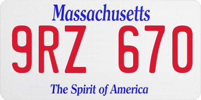 MA license plate 9RZ670