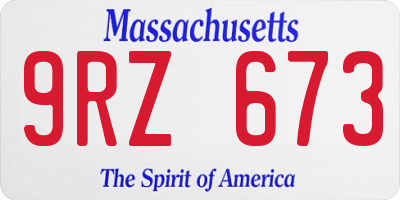 MA license plate 9RZ673