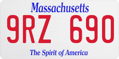 MA license plate 9RZ690