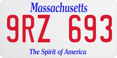 MA license plate 9RZ693