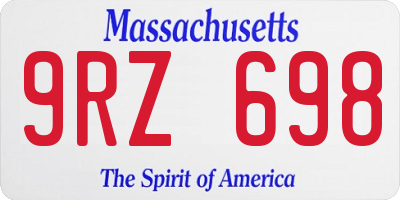 MA license plate 9RZ698