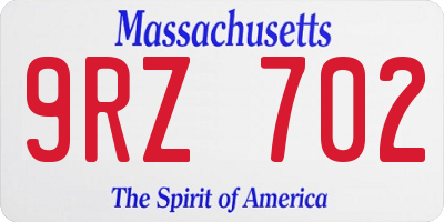 MA license plate 9RZ702