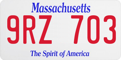 MA license plate 9RZ703