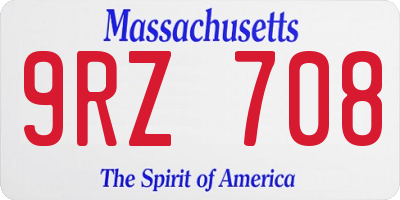 MA license plate 9RZ708