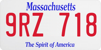 MA license plate 9RZ718