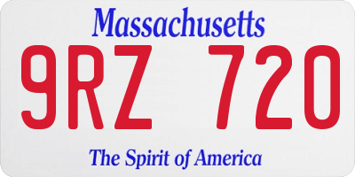 MA license plate 9RZ720