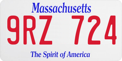 MA license plate 9RZ724
