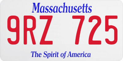 MA license plate 9RZ725
