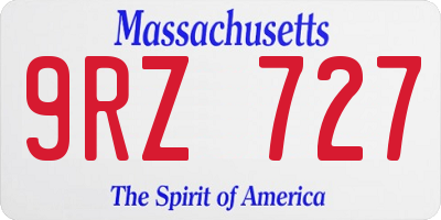 MA license plate 9RZ727