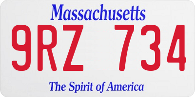 MA license plate 9RZ734