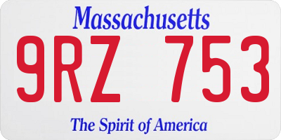 MA license plate 9RZ753