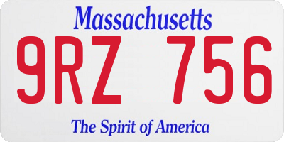 MA license plate 9RZ756