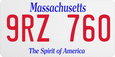 MA license plate 9RZ760