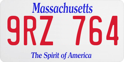 MA license plate 9RZ764