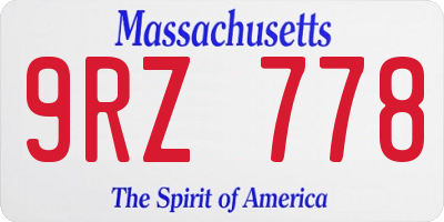 MA license plate 9RZ778