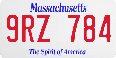 MA license plate 9RZ784