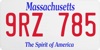 MA license plate 9RZ785