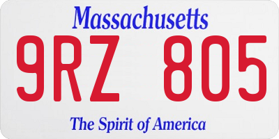 MA license plate 9RZ805