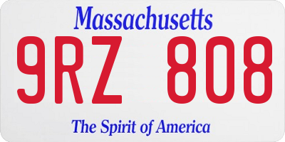 MA license plate 9RZ808