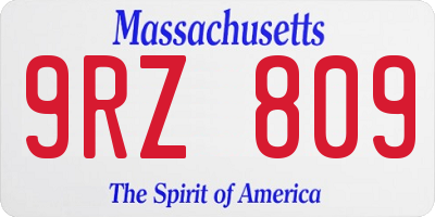 MA license plate 9RZ809