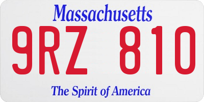 MA license plate 9RZ810