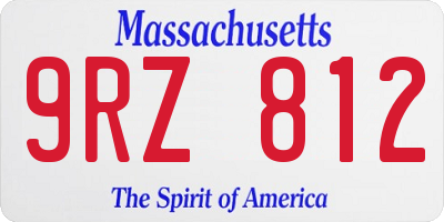 MA license plate 9RZ812