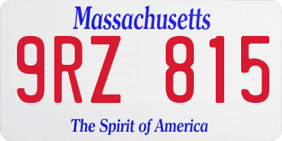 MA license plate 9RZ815