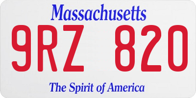 MA license plate 9RZ820