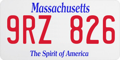 MA license plate 9RZ826