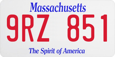 MA license plate 9RZ851