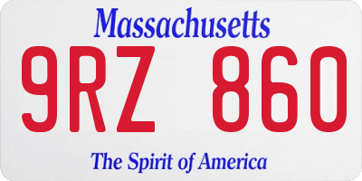 MA license plate 9RZ860