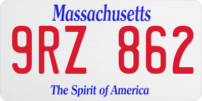 MA license plate 9RZ862