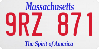 MA license plate 9RZ871