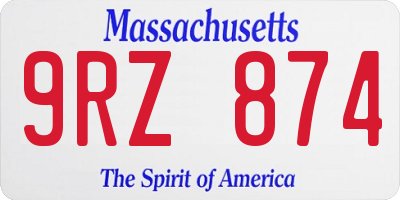 MA license plate 9RZ874