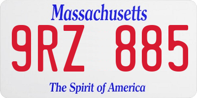 MA license plate 9RZ885