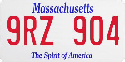 MA license plate 9RZ904