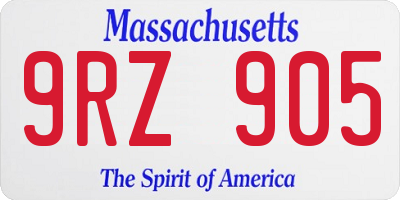 MA license plate 9RZ905