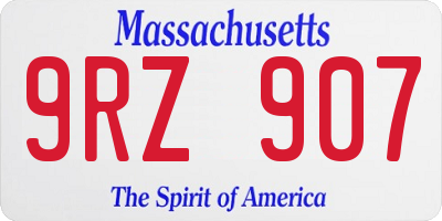 MA license plate 9RZ907