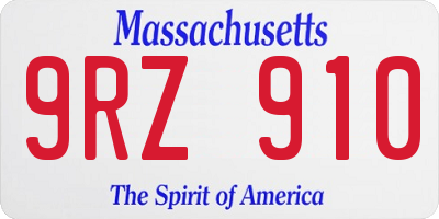 MA license plate 9RZ910